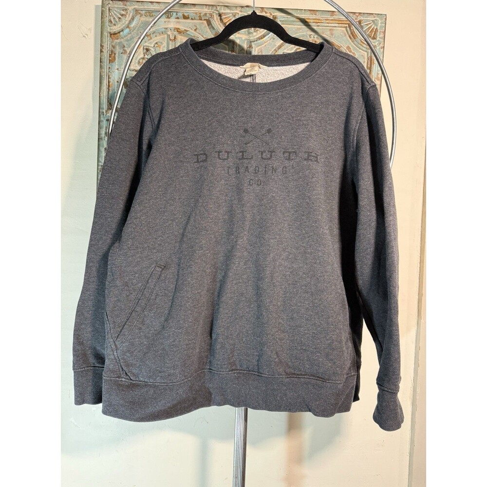 Duluth Trading Co. Woman’s Gray Fleece Pullover Crewneck Sweatshirt Logo XL